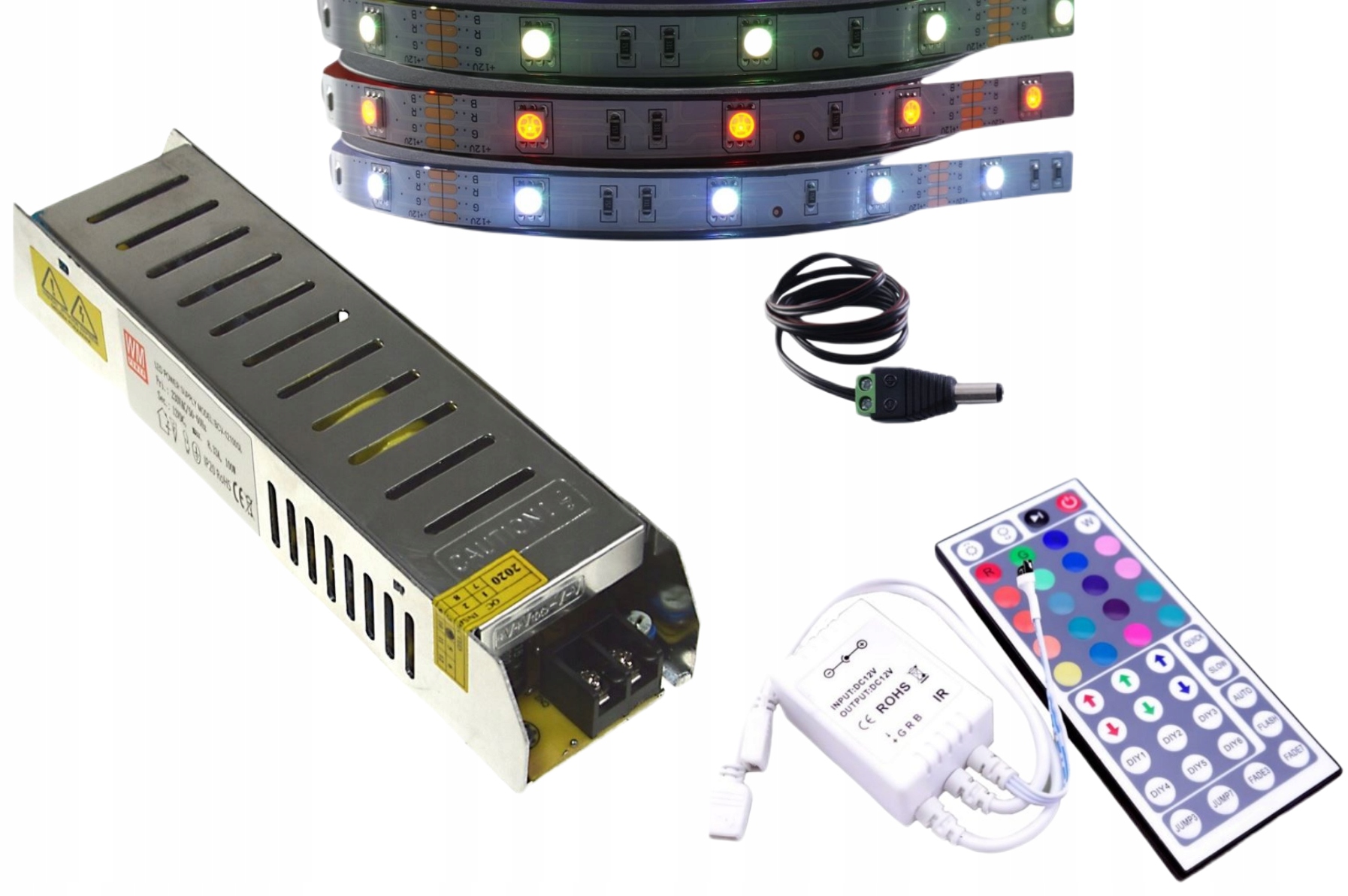 Set Led pásek Smd Rgb 5050 ovladač dálkový ovladač 15 m