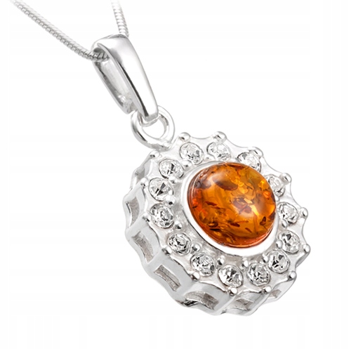 Stříbrný Přívěsek s originálním Jantarem ze stříbra Řetízek zmijka Dárek