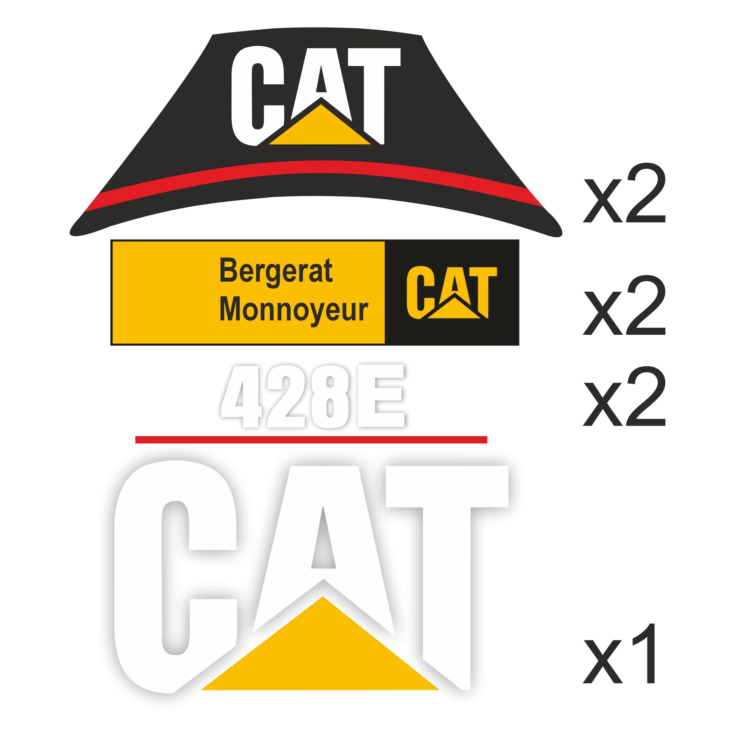 Samolepky Cat 428E Laminované Rypadlo Nabíječka Caterpillar 428E 432E 422E
