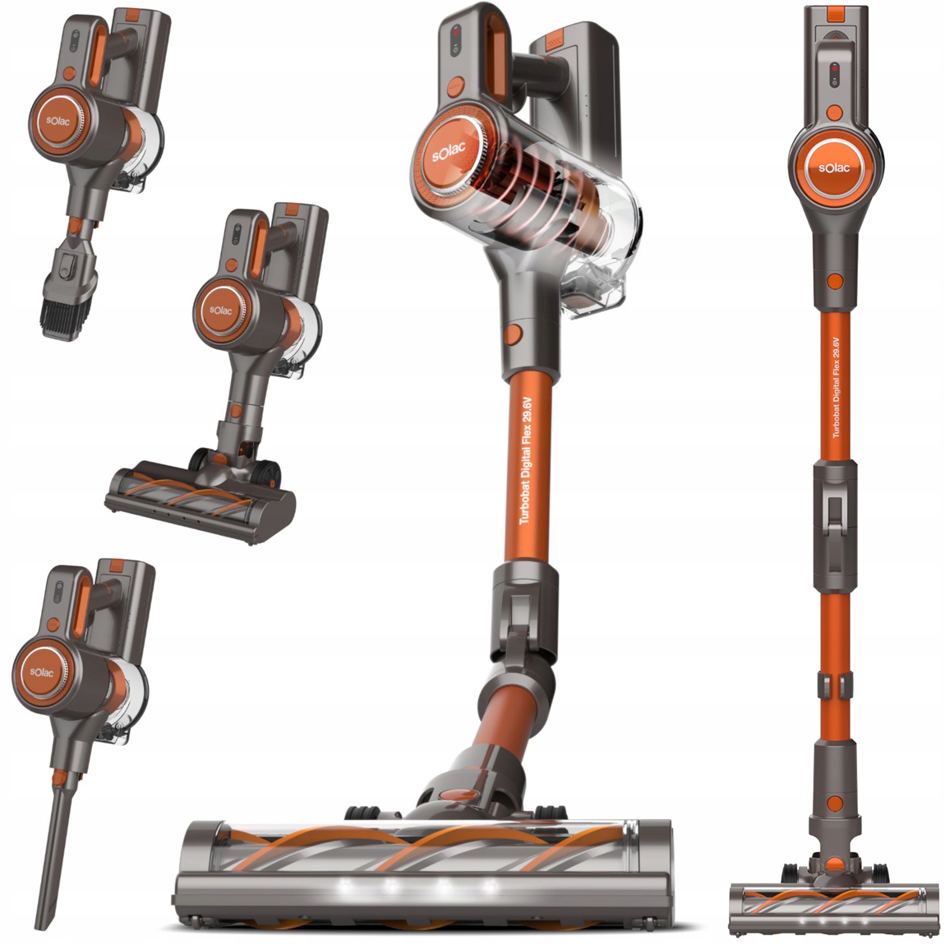 Bezdrôtový Vertikálny Ručný Bezvrecový Vysávač Solac TurboBat Flex 200W