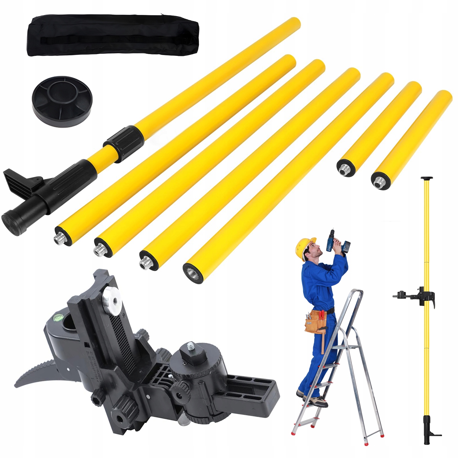 Hliníková Rozpěrná Tyč Pro Laser 4,2 M S Regulací A Taškou