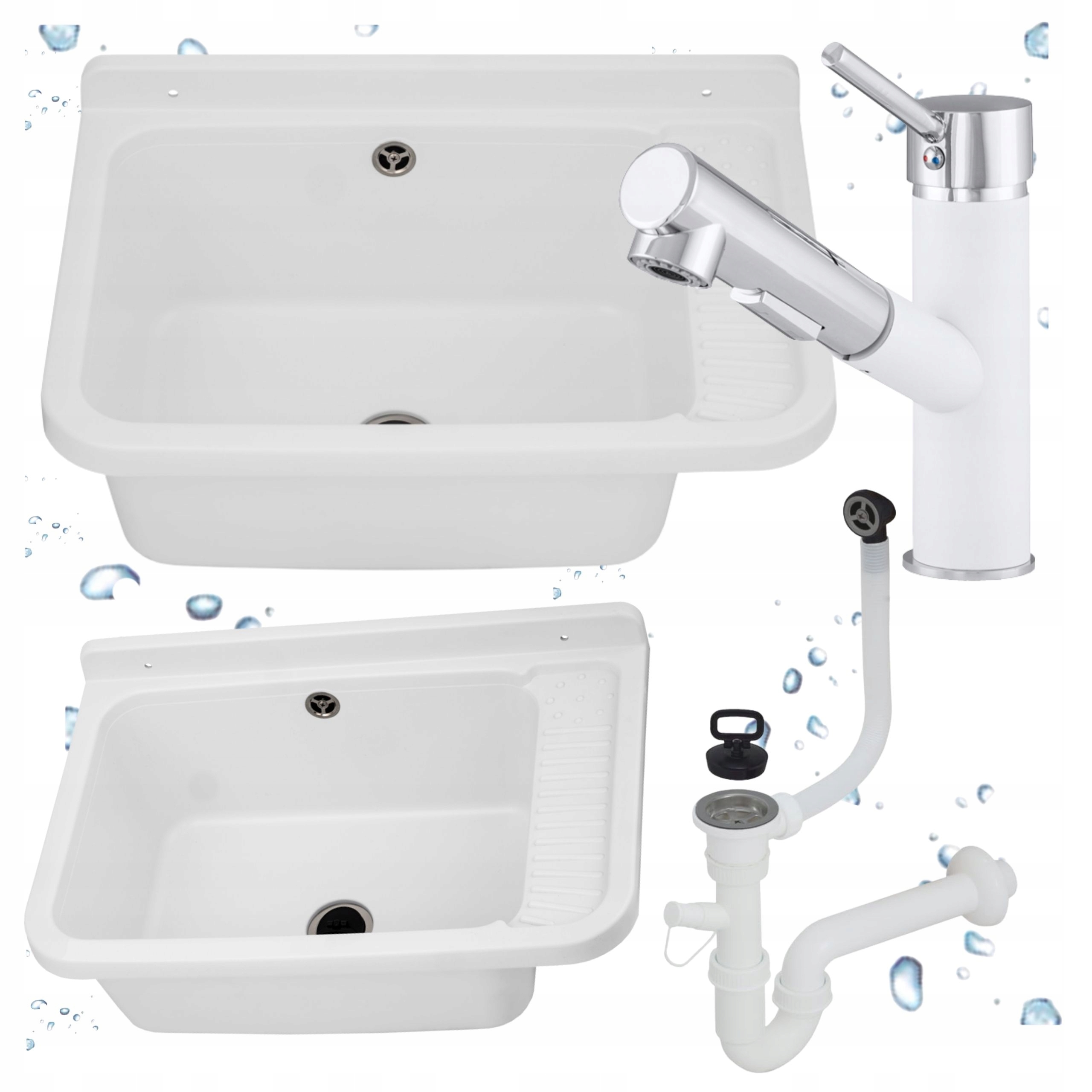 Technický Dřez Bílá Technická komora Baterie Vytahovací Sprcha Sada