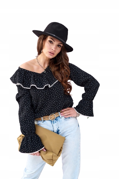 ROCO FASHION Bluzka FALBANA CZARNA