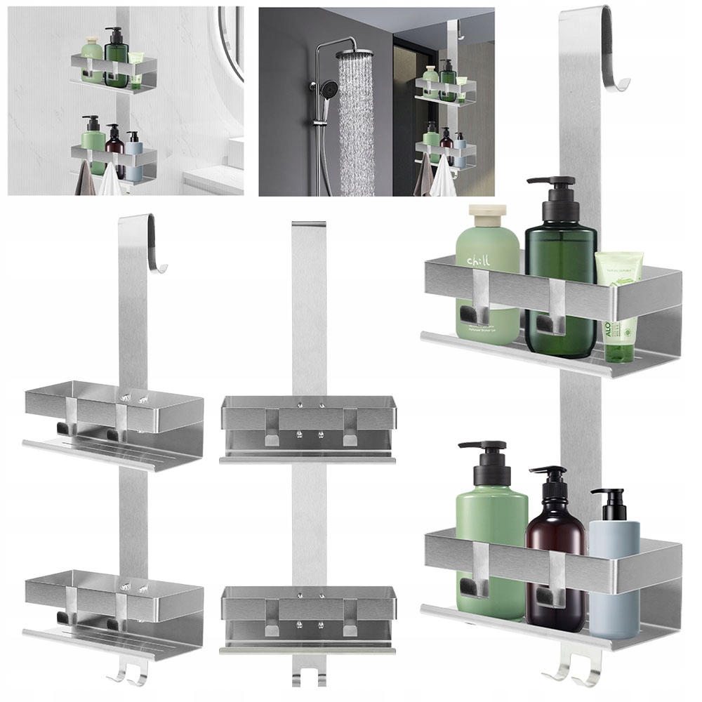 Závěsná Koupelnová Polička Pod Sprchu Loft Do Koupelny Nerezová Na 2 Háčky