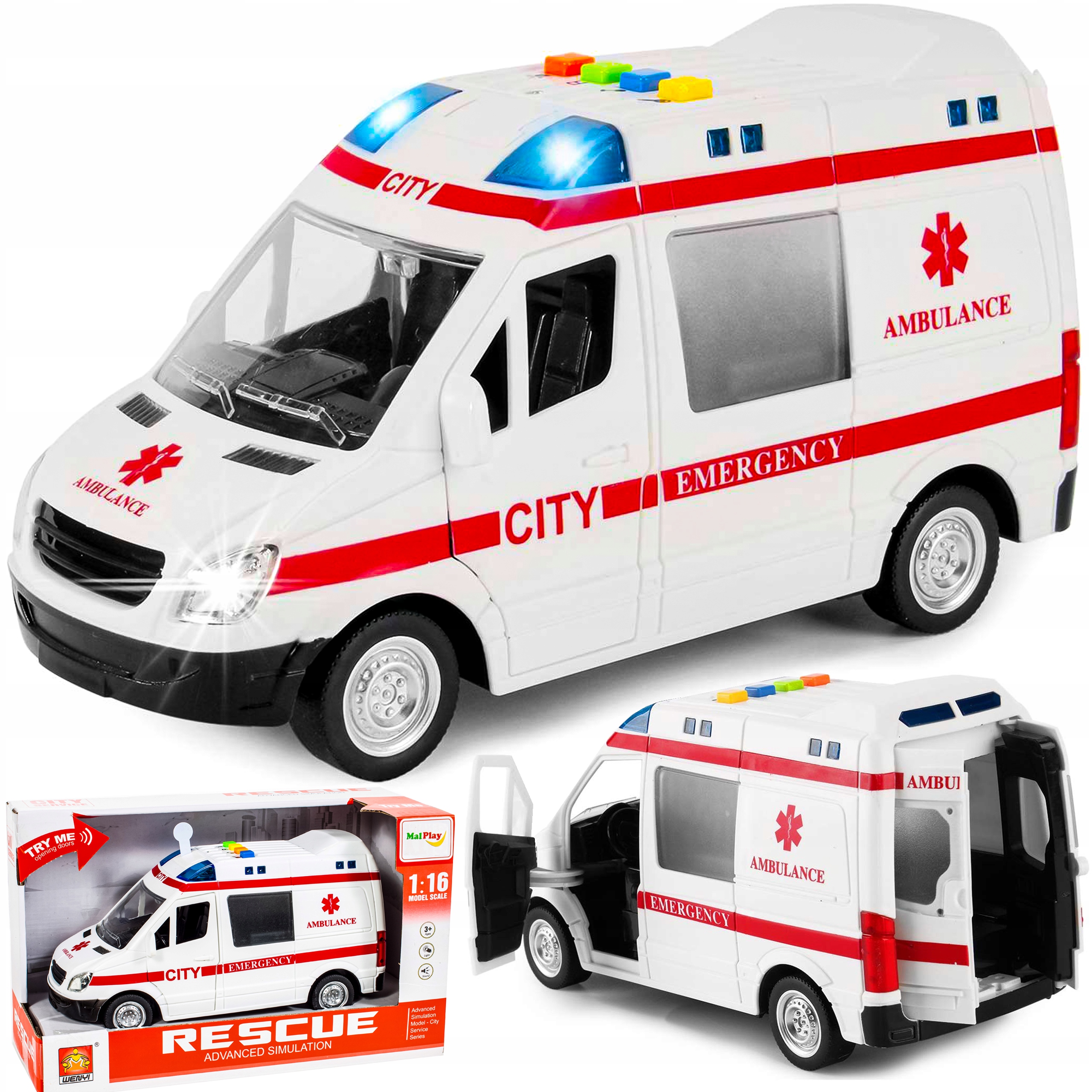 

Karetka Ambulans z Dźwiękiem I Światłem 1:16 Napęd
