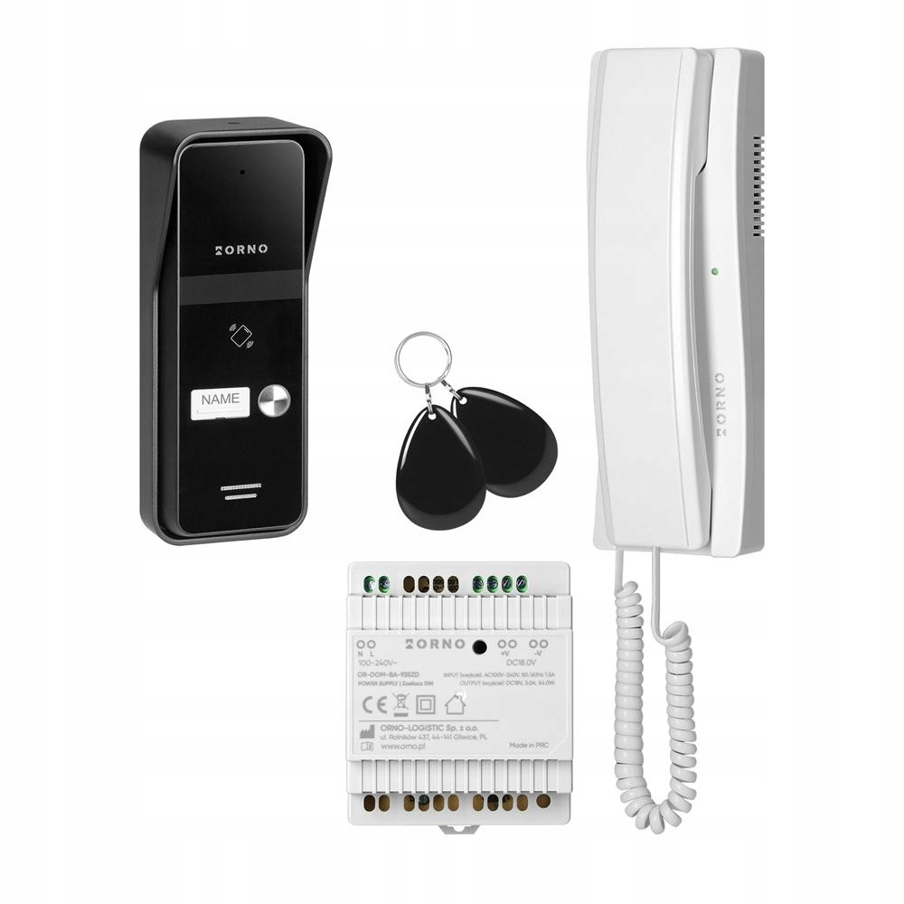 Enir, 2-žilový interkomový set, napájací zdroj na Din lištu, biely