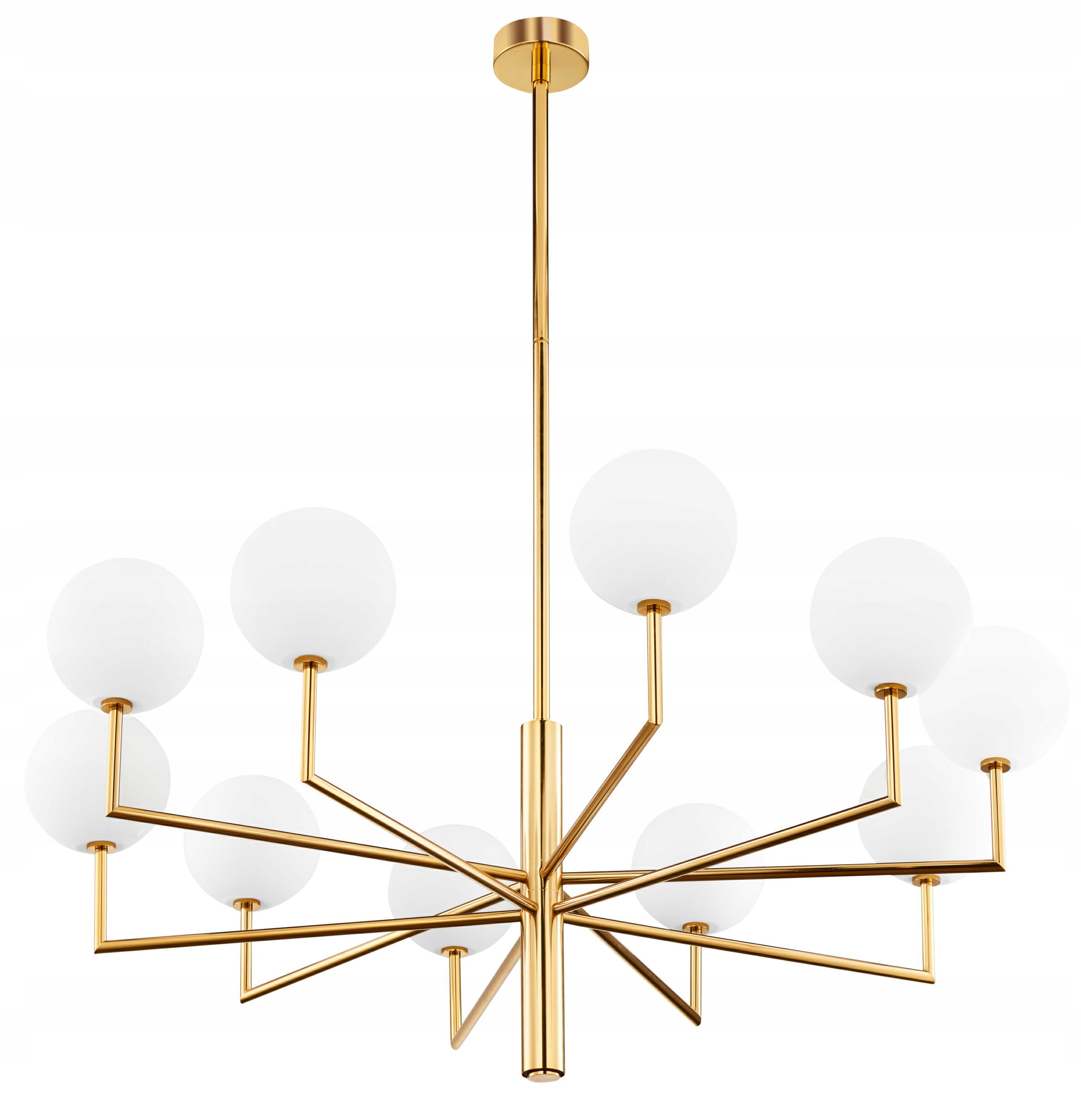 Lustr Feme Zlatý Bílý Skleněné Stínidla 10xG9 Závěsná lampa do obývacího pokoje Dům