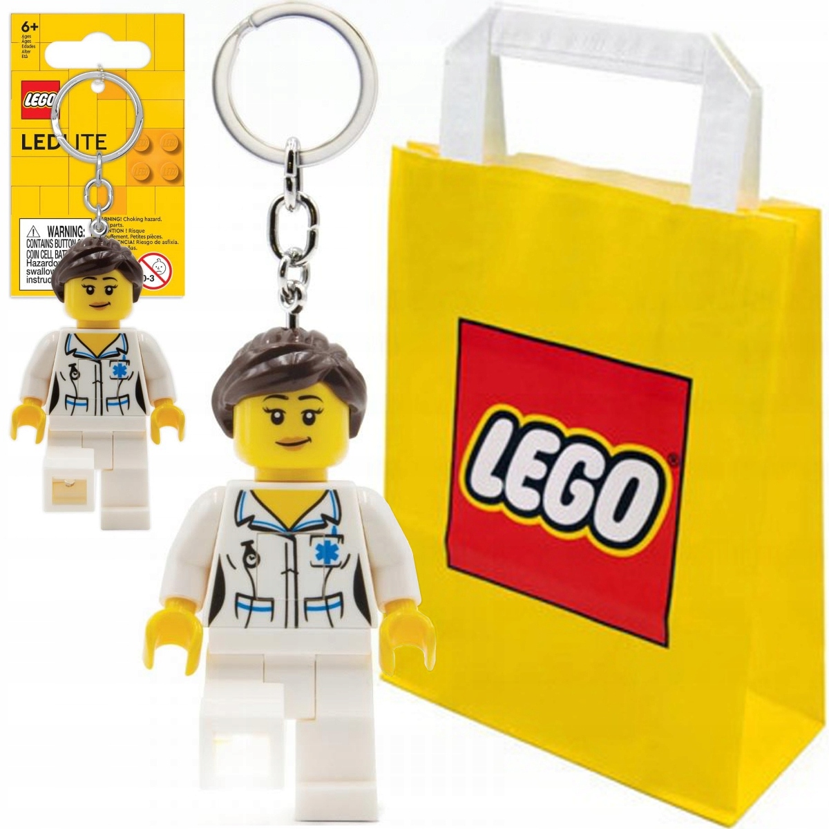 LEGO BRELOK LATARKA LED PIELĘGNIARKA BRELOCZEK Z LATARKĄ + TORBA PREZENTOWA