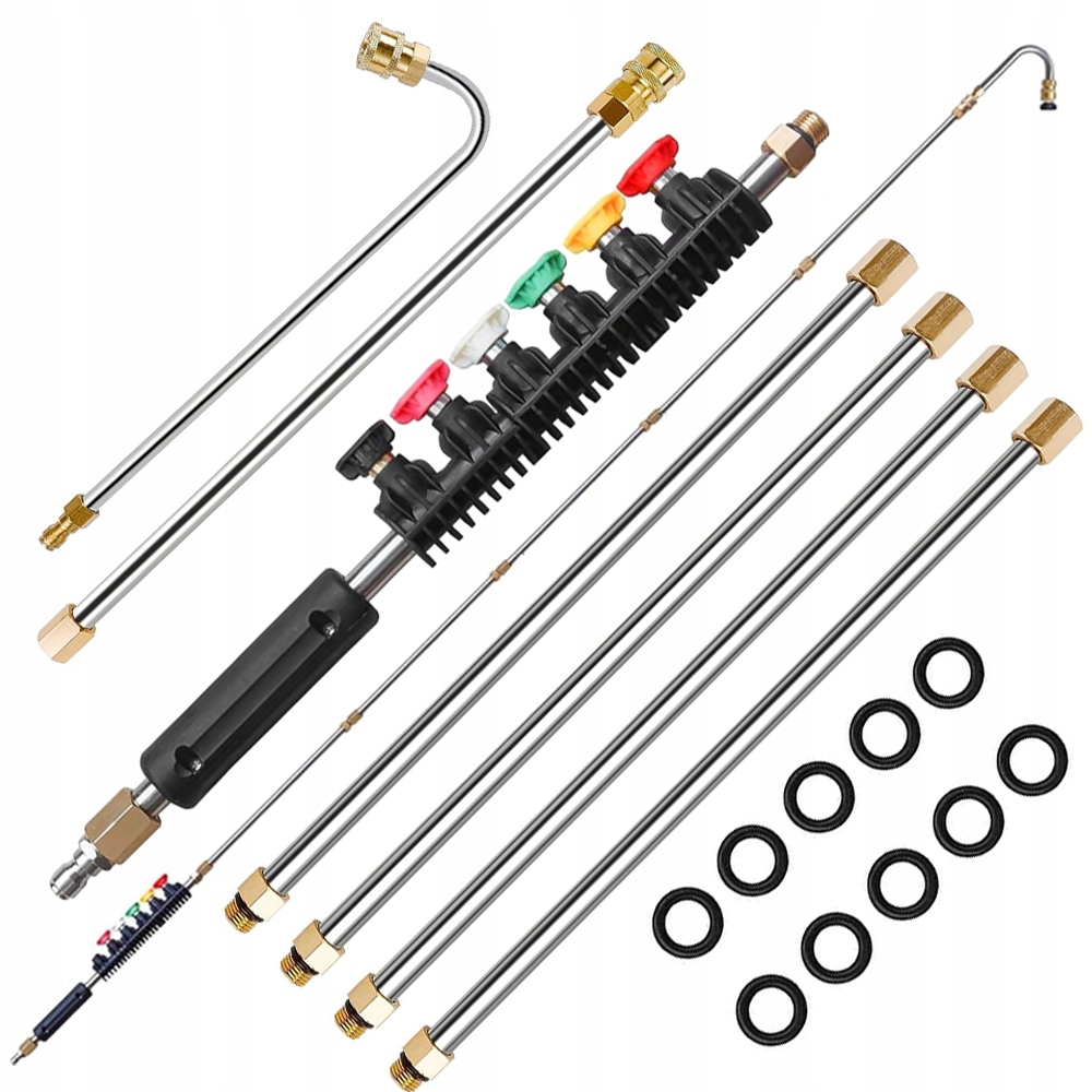 Zestaw Komplet 7 Lanc Przedłużka Do Karcher Lanca 2,6M 1/4” Zagięta Dysze