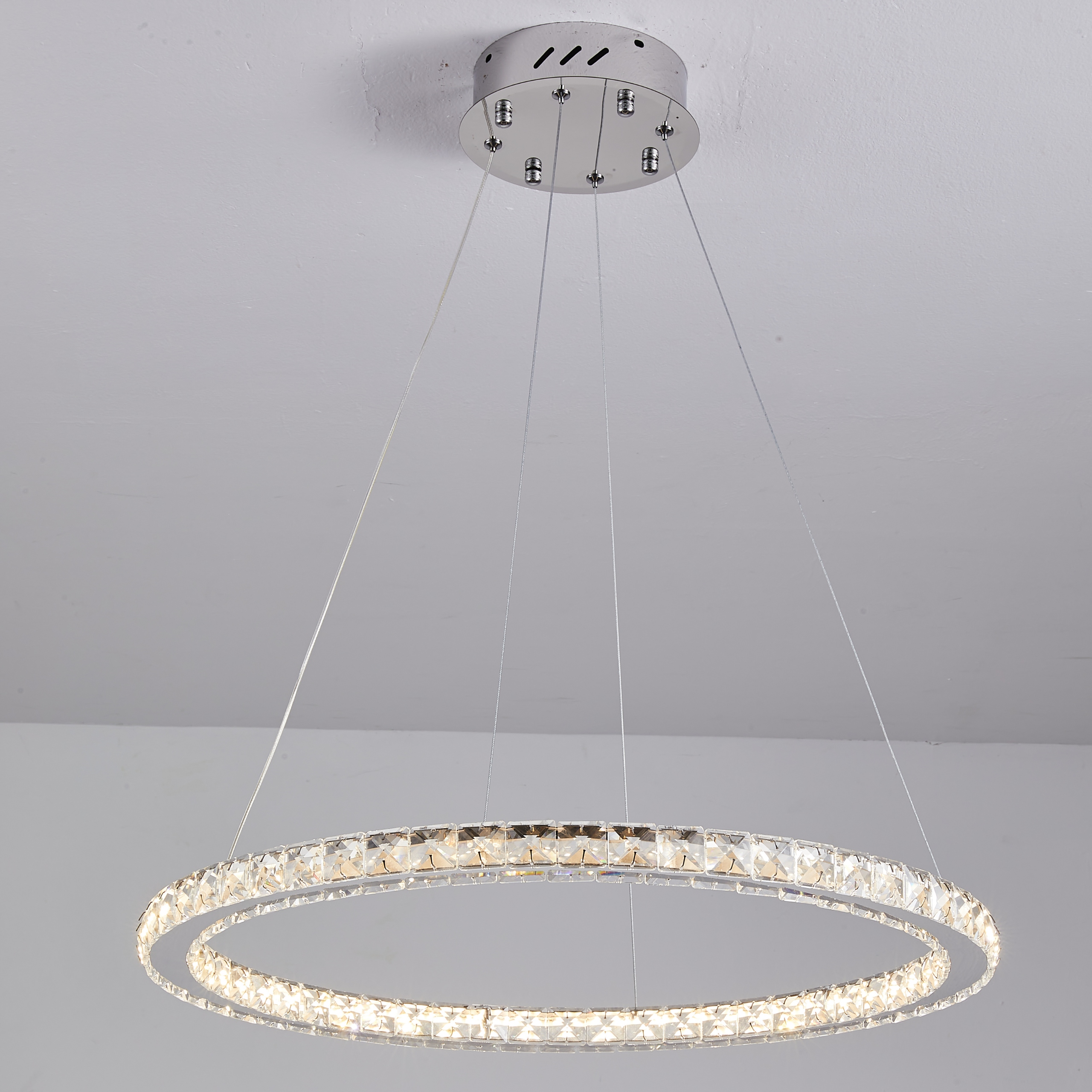 Lampa Sufitowa wisząca Żyrandol Led Pilot Ring 60cm glamour kryształowa