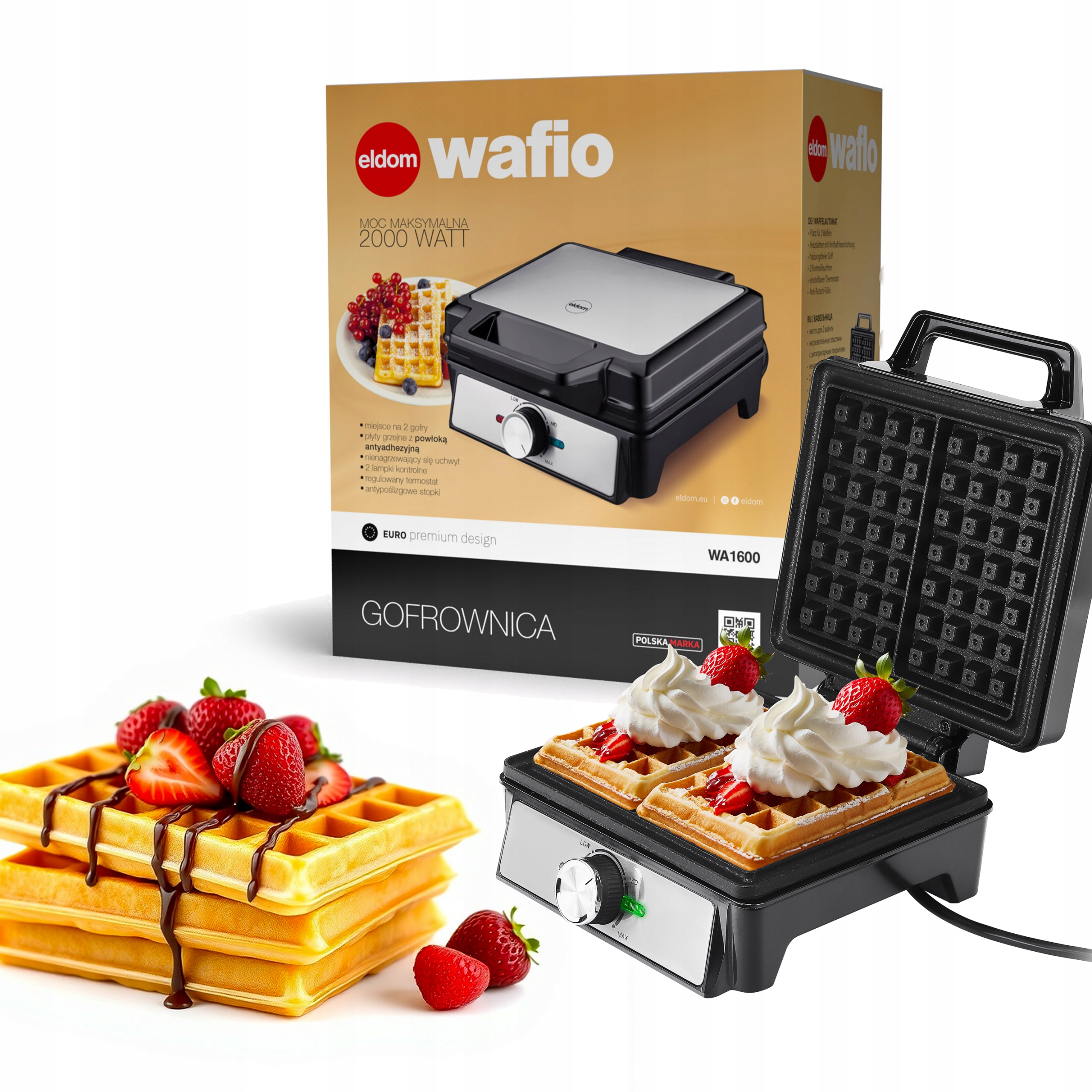 Vaflovač 2 Velké Obdélníkové Vafle S Regulací Teploty, Pevný A Silný