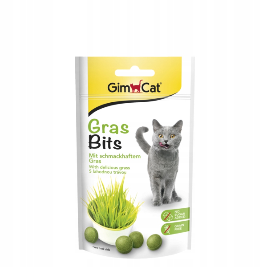 Levně 5x GimCat GrasBits pamlsek s tráva 40 g