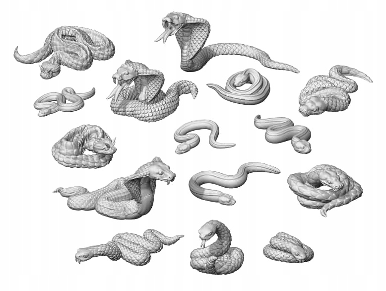 3D printed set Snakes - żmije 15 szt.