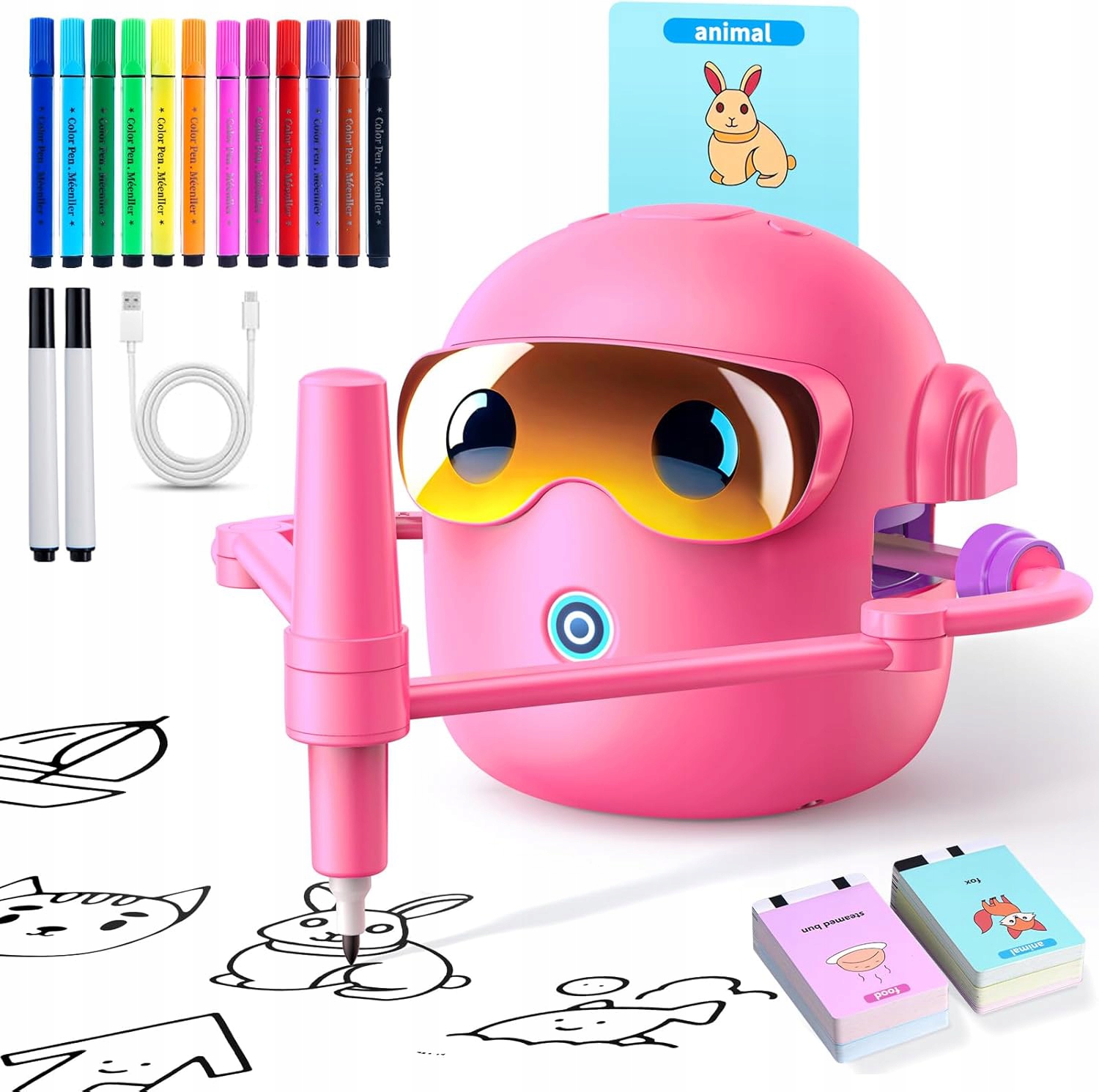 INTELIGENTNY ROBOT DO RYSOWANIA DLA DZIECI + KOLOROWE PISAKI - ZESTAW