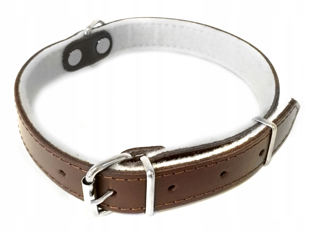 

Obroża Ze Skóry Regulowana Z Filcem Brąz 18mm x 50