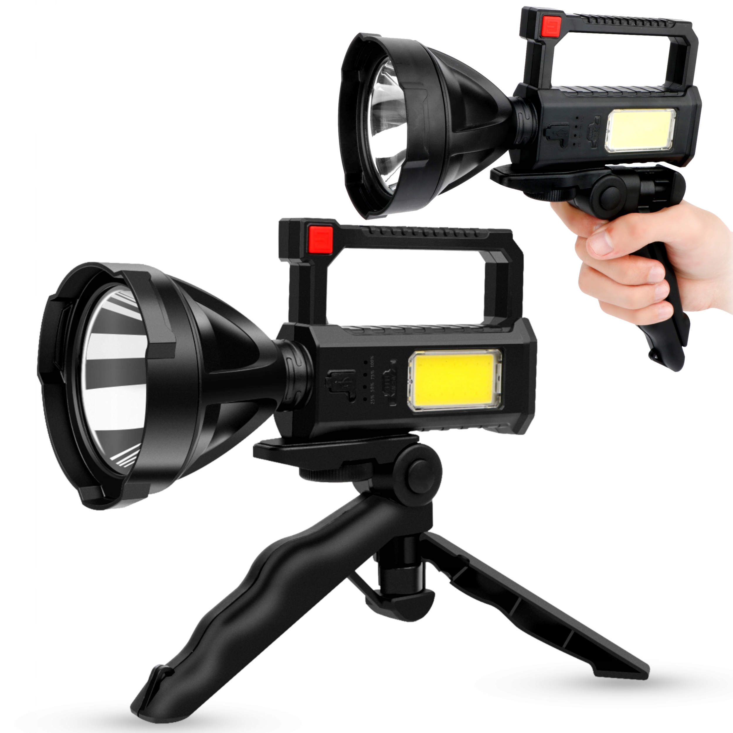 LATARKA AKUMULATOROWA REFLEKTOR SZPERACZ STATYW