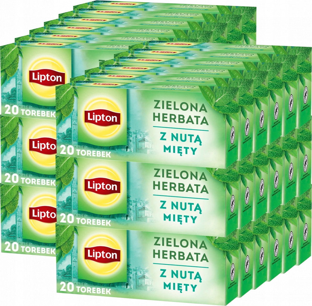 Herbata zielona Lipton z nutą mięty 20 torebek 26g x36