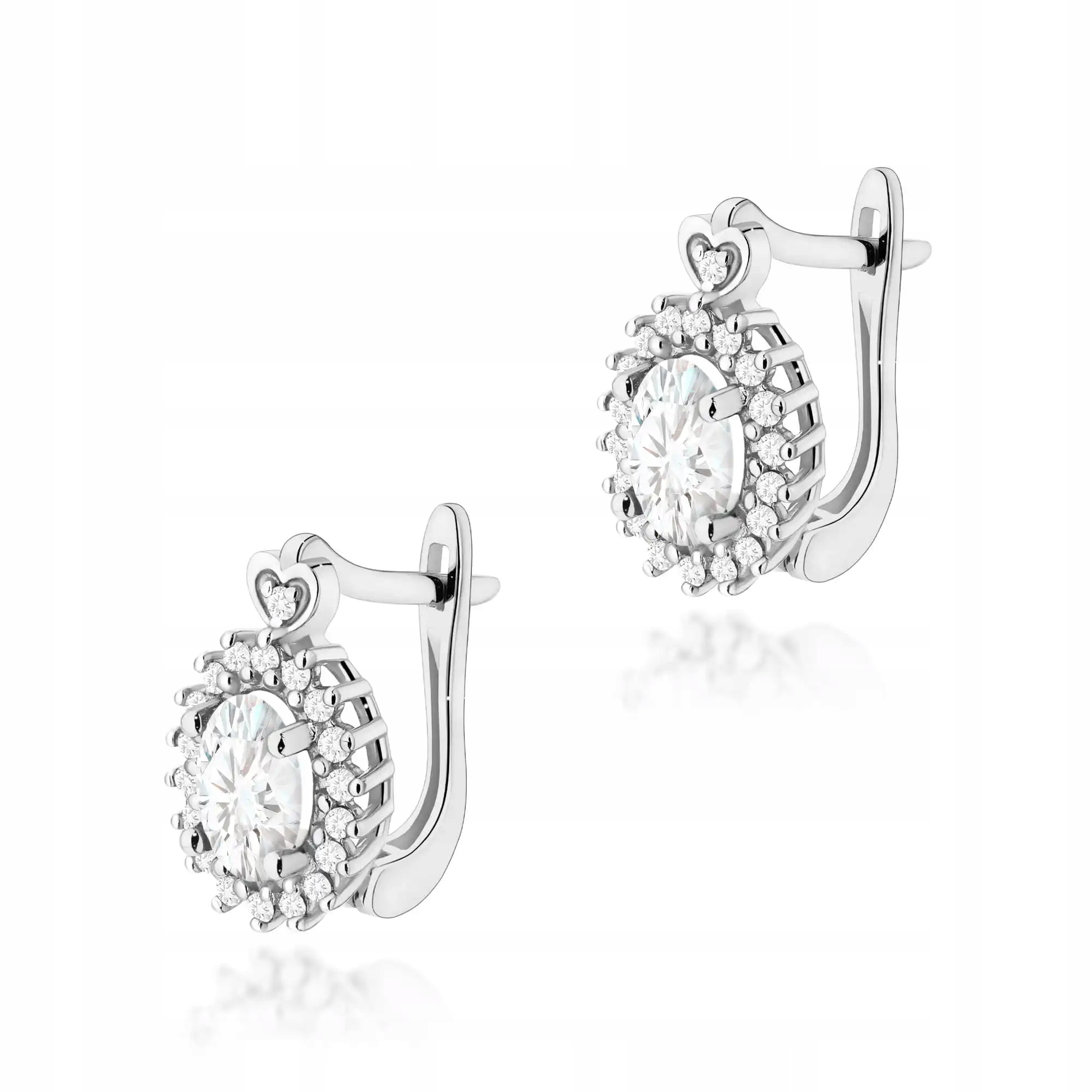 Náušnice ze zlata ryzosti 585 s diamantem, bílé zlato, efektní dárek