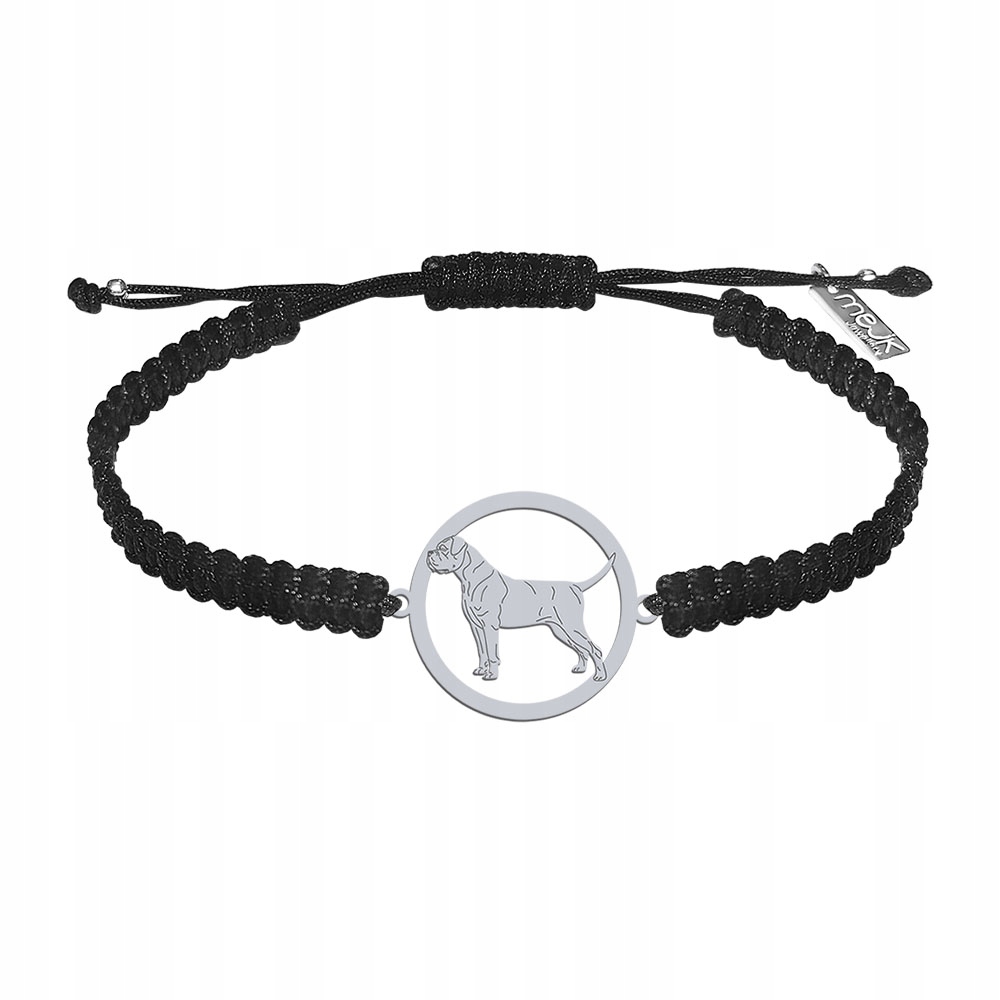 Stříbrný náramek se psem Cane Corso 925 Šperky Makramé Gravírování Bonus
