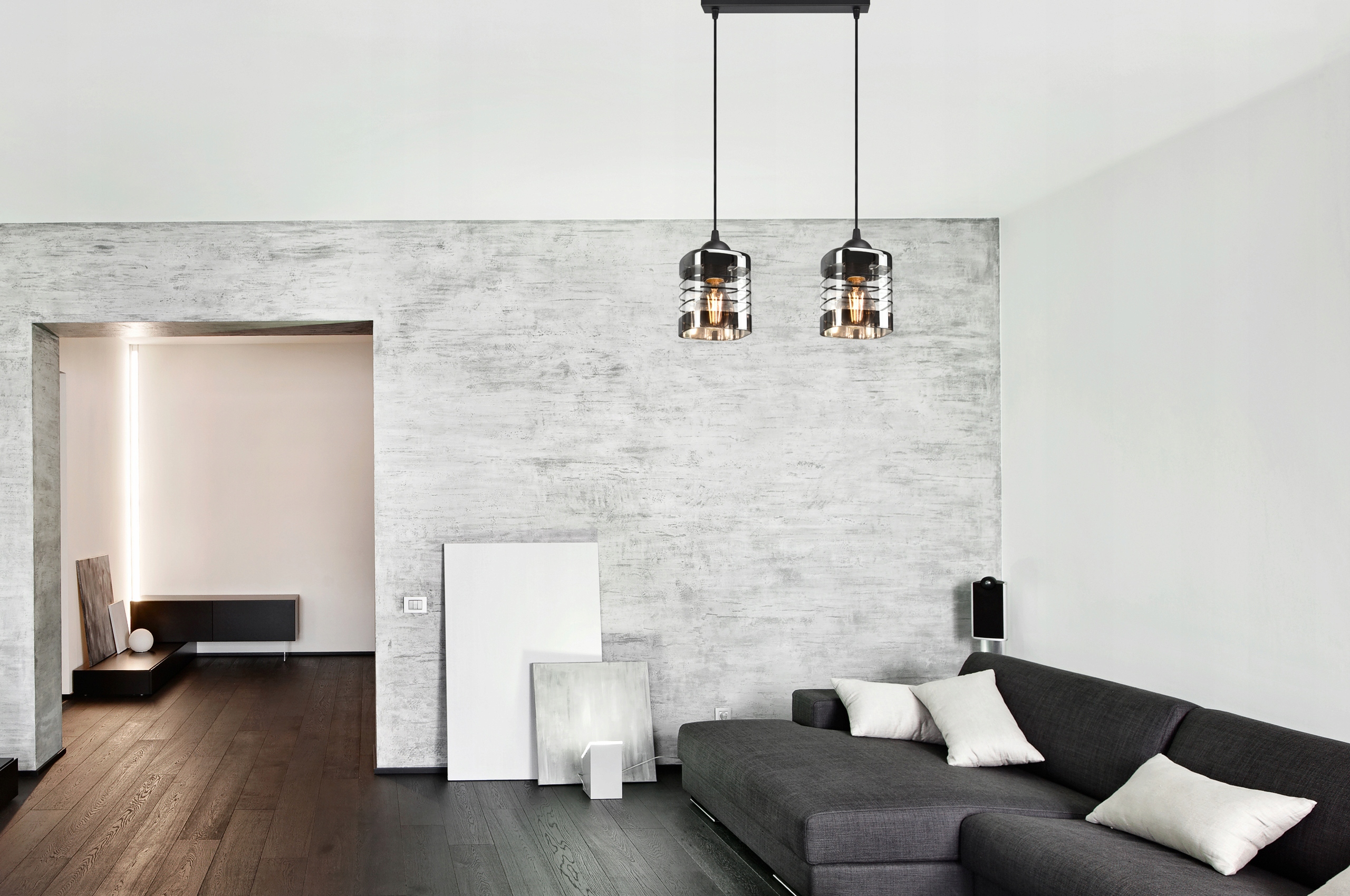 SZKLANA LAMPA WISZĄCA SUFITOWA ŻYRANDOL PLAFON LED Długość/wysokość 80 cm