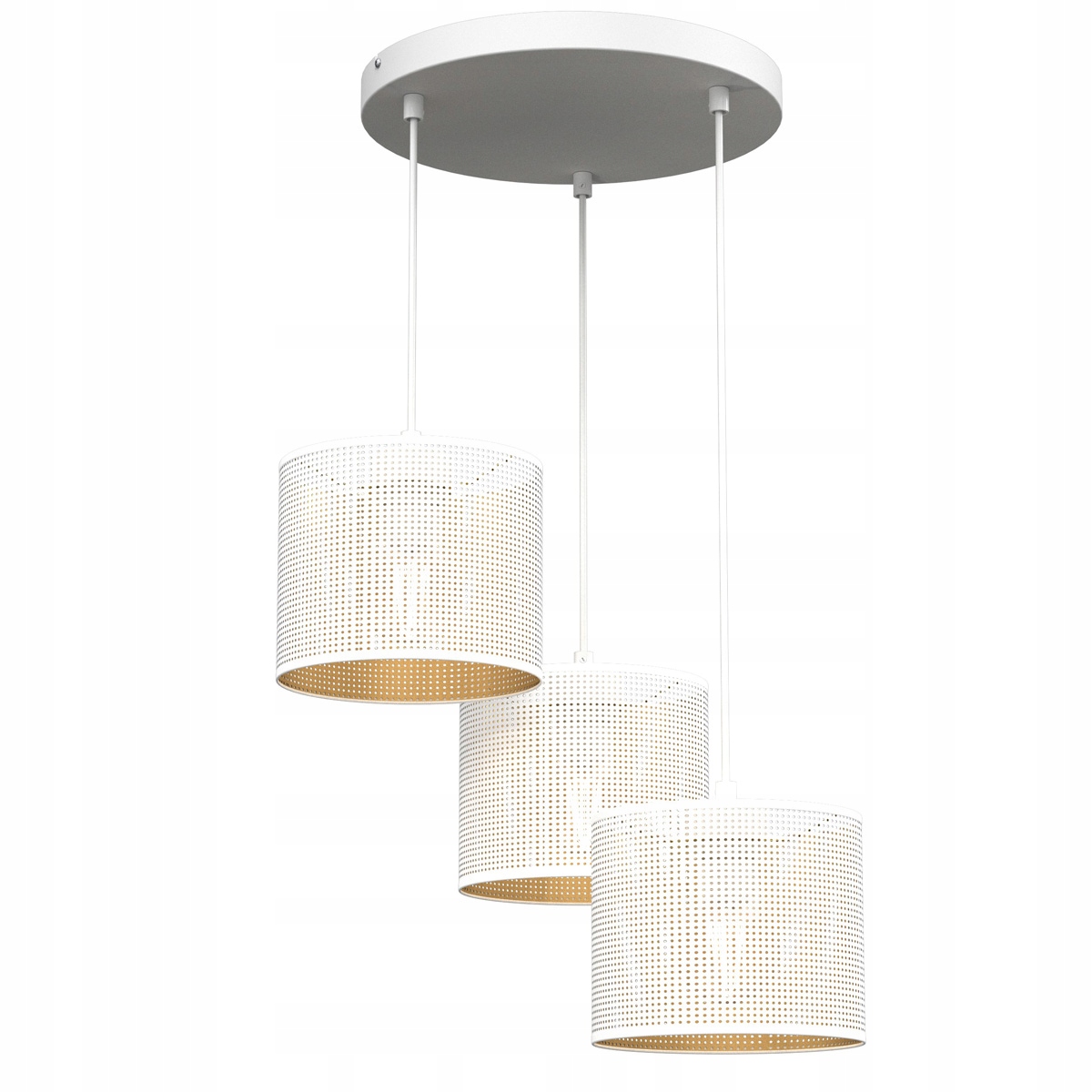 Závěsná lampa s stínítky z kovové síťoviny Luminex 3 Loft bílá zlatá