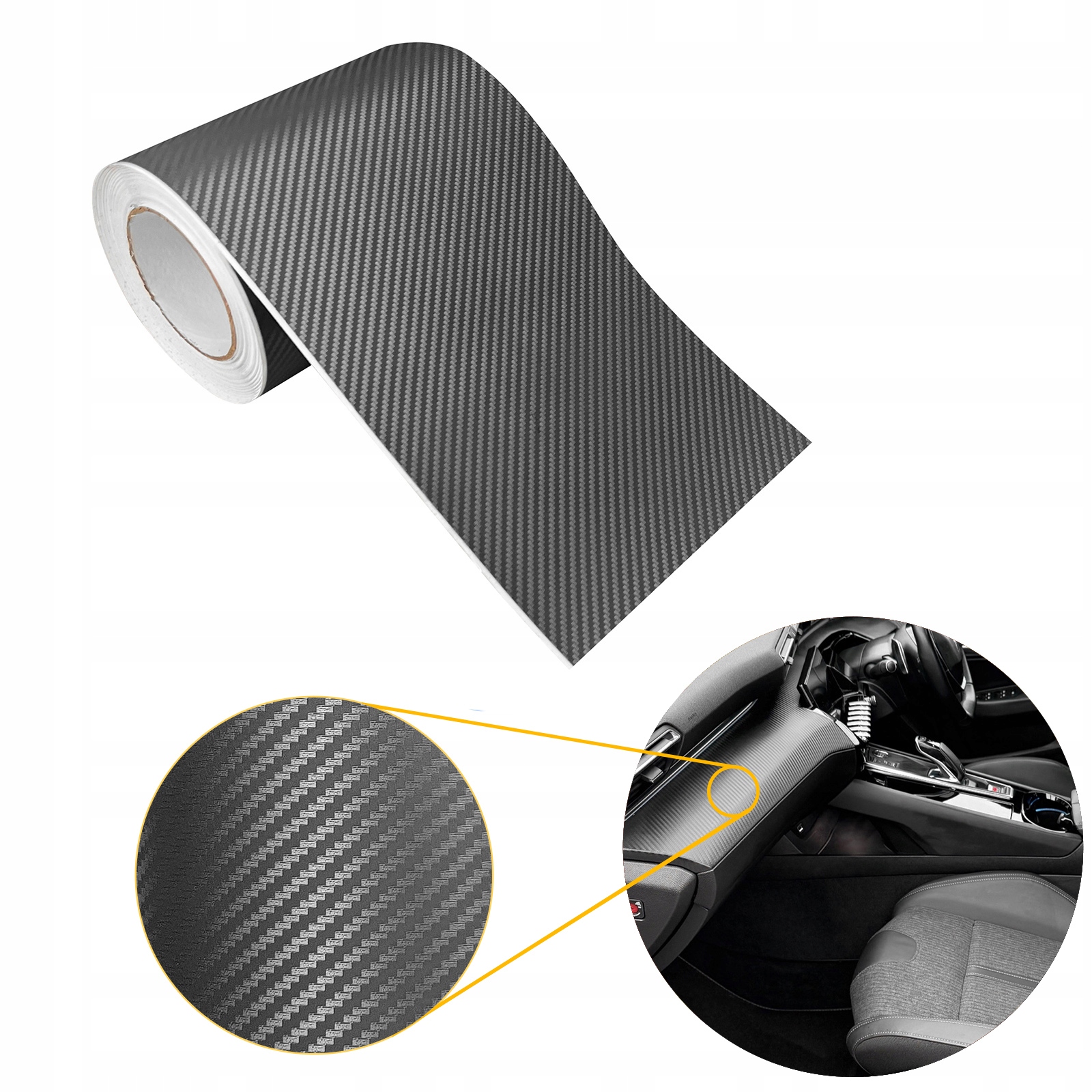 Dekorativní ochranná dýha Carbon Na Kokpit Fólie Automobilová 20 cm x 30 m