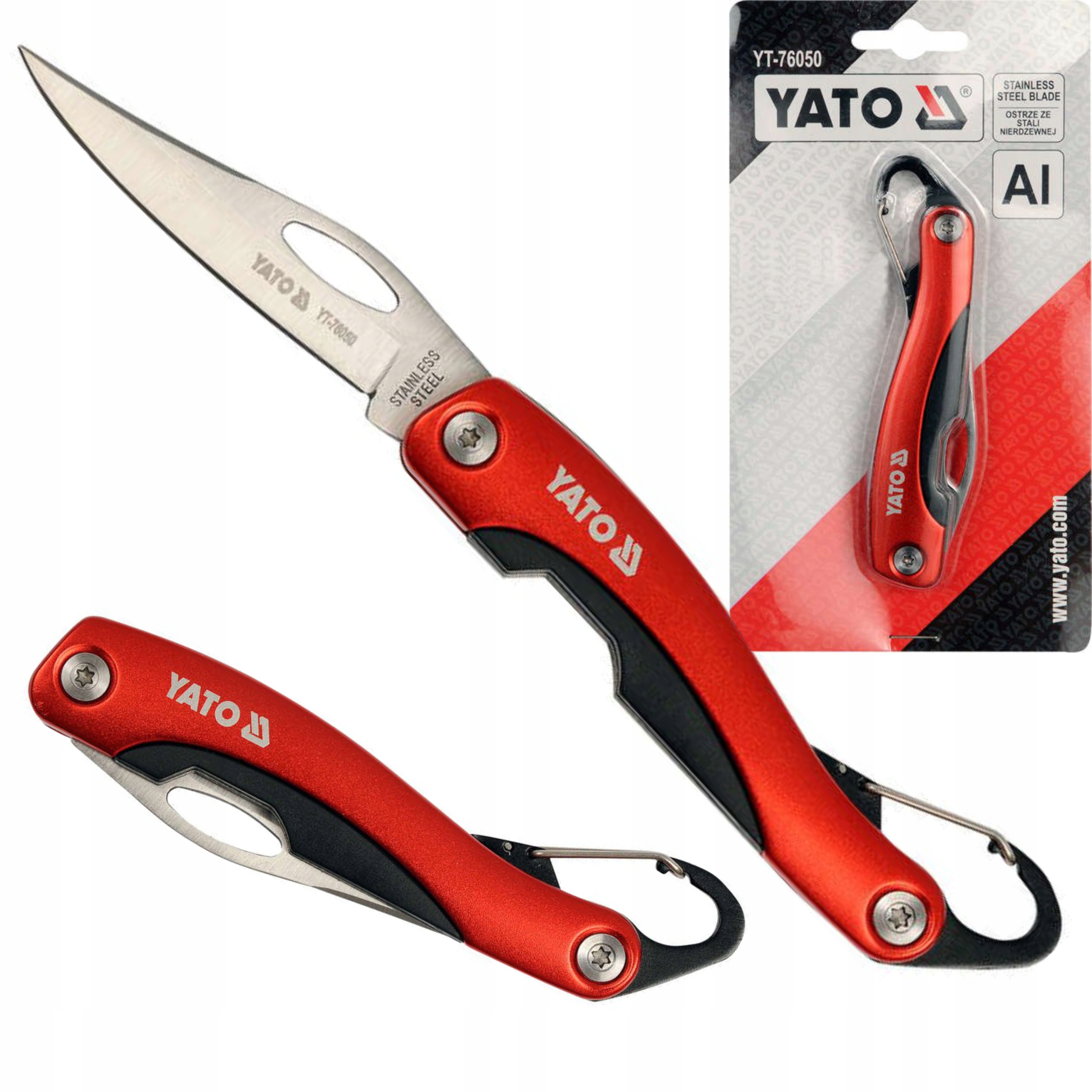 YATO NÓŻ SKŁADANY Z KARABIŃCZYKIEM NOŻYK SCYZORYK OSTRZE TYP BOWIE YT-76050