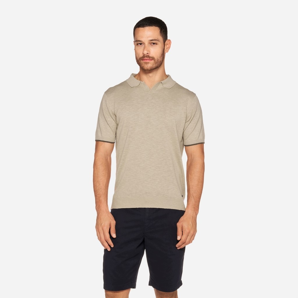 Geox Béžové pánské polotričko Geox Knit