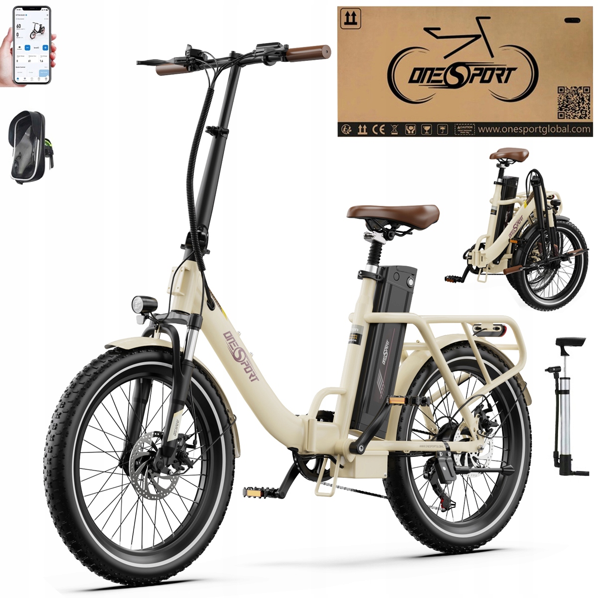 2026 Nowy Składany Rower elektryczny Onesport OT16-2 250W 48V17Ah120km 20"