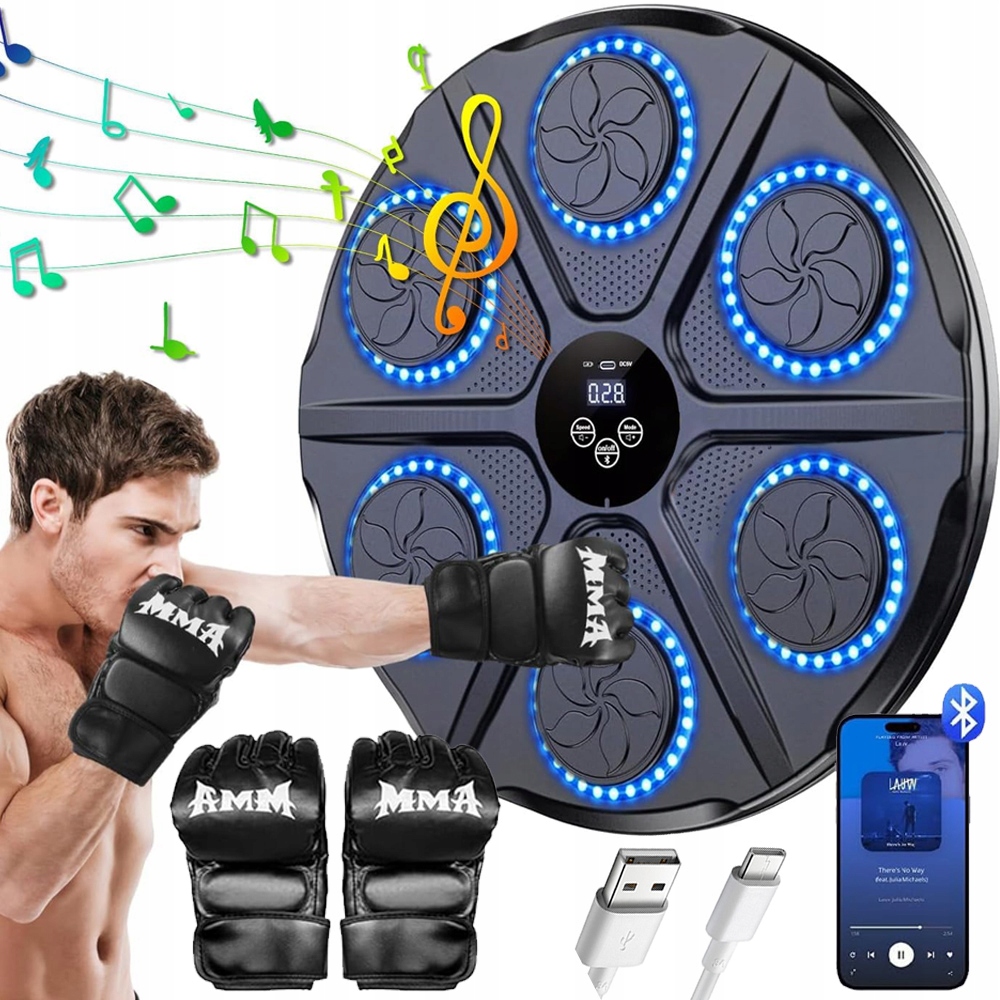 Inteligentní Boxerský Terč S Bgm Led Bluetooth Hudbou, 12 Režimů Cvičení