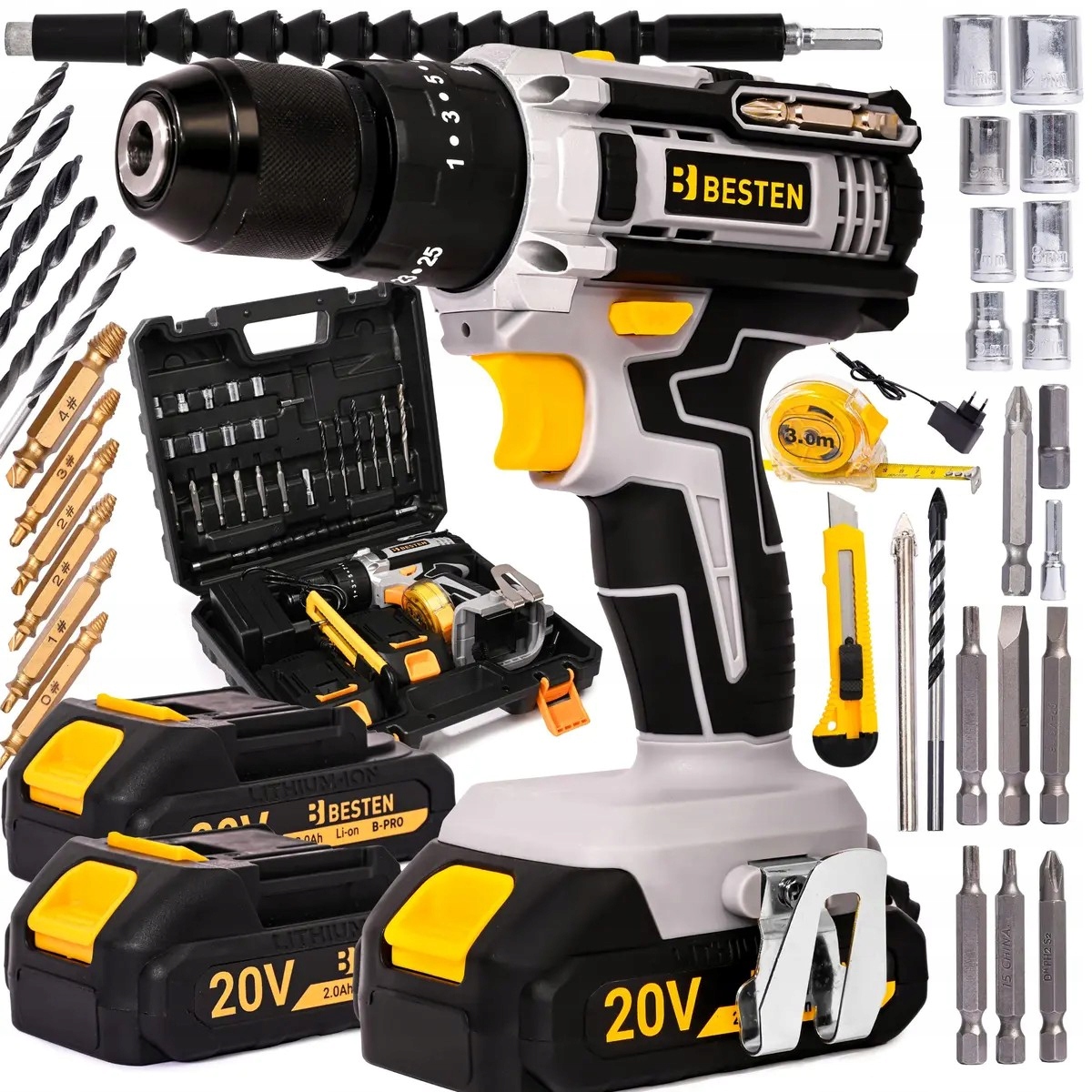 Wiertarko-wkrętarka udar 20V 2Ah B-p Besten