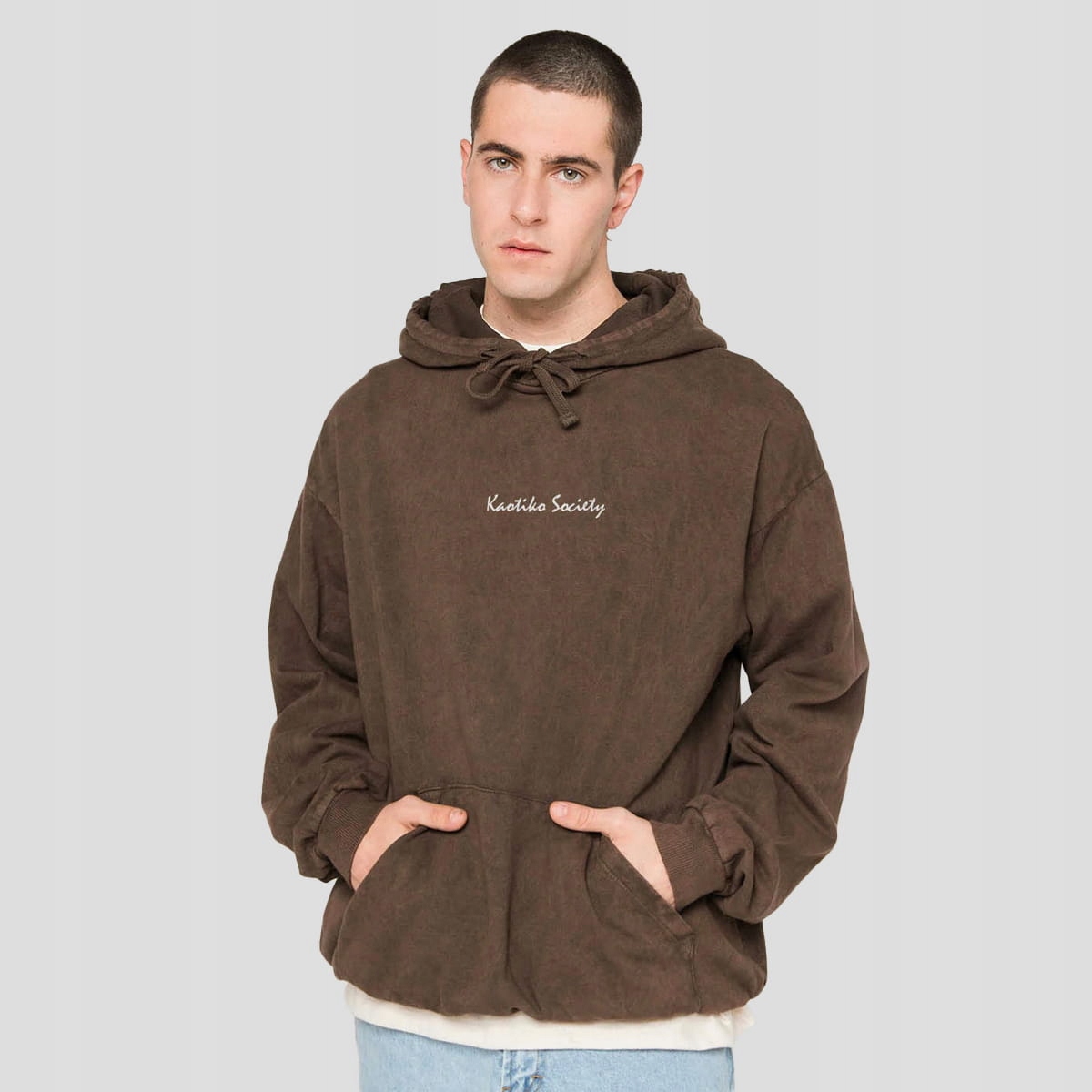 Mikina s kapucí Koatiko Washed Vancouver Society M, Hnědá, Městská