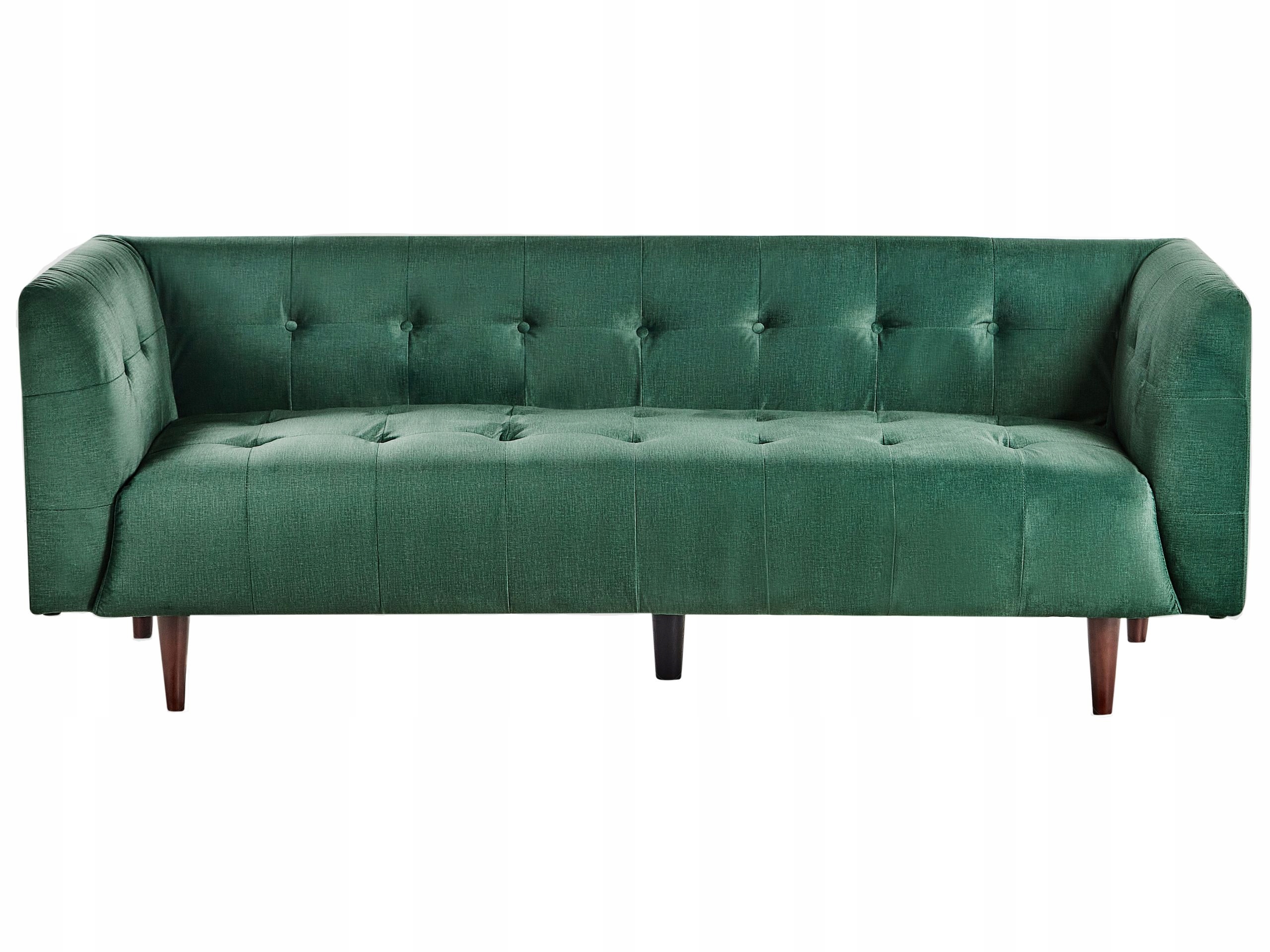 Sofa pikowana materiałowa tapicerowana zielona