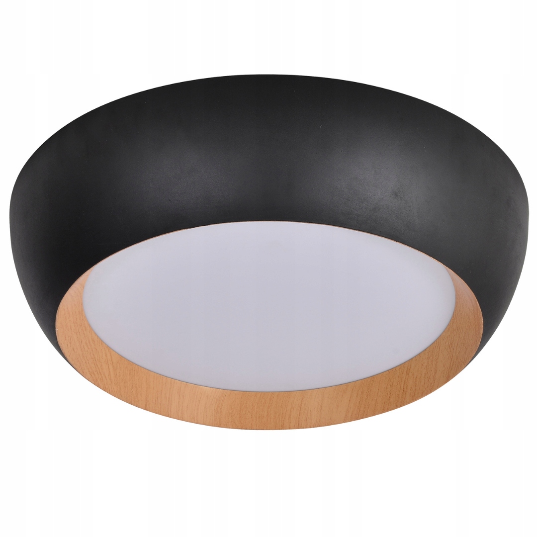 Stropní Svítidlo oválný Abruzzo Stropní Svítidlo Černá Dřevěná 24W Led 40X32cm akryl