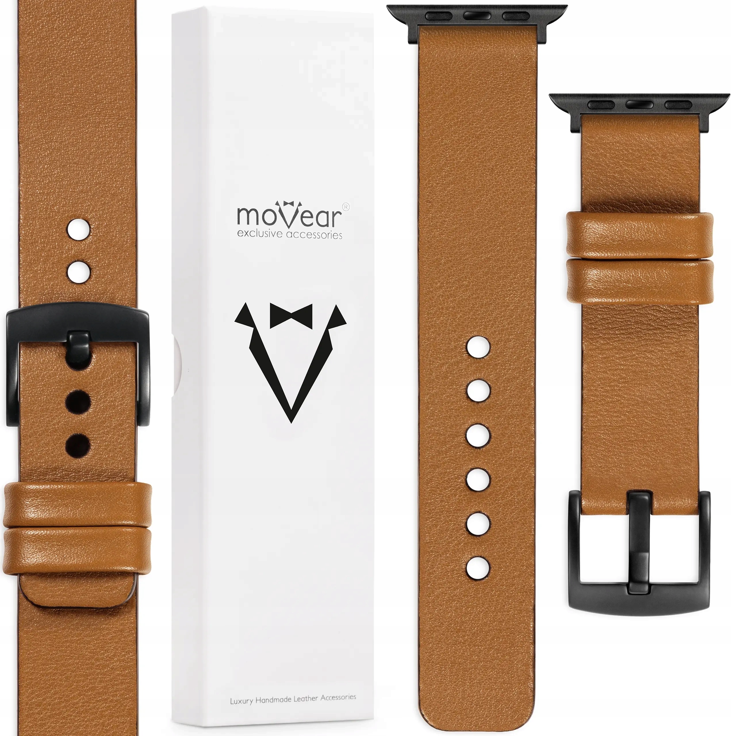 Prémiový kožený řemínek 22 mm pro Apple Watch 10 9 8 7 6 5 Se 42-40 mm Movear