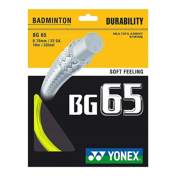 Naciąg do badmintona Yonex Bg 65 0.7 mm żółty