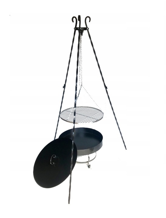 GRILL OGRODOWY TRÓJNÓG RUSZT INOX+PALENISKO 50cm