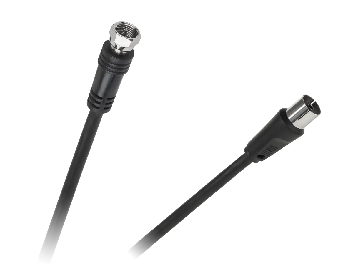 Kabel wtyk Tv wtyk F 1,8m czarny Lechpol Electronics