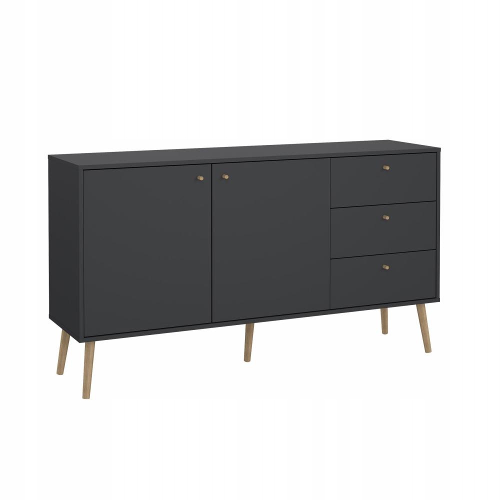 Komoda 2-drzwiowa z 3 szufladami Bodo 147 cm szary mat
