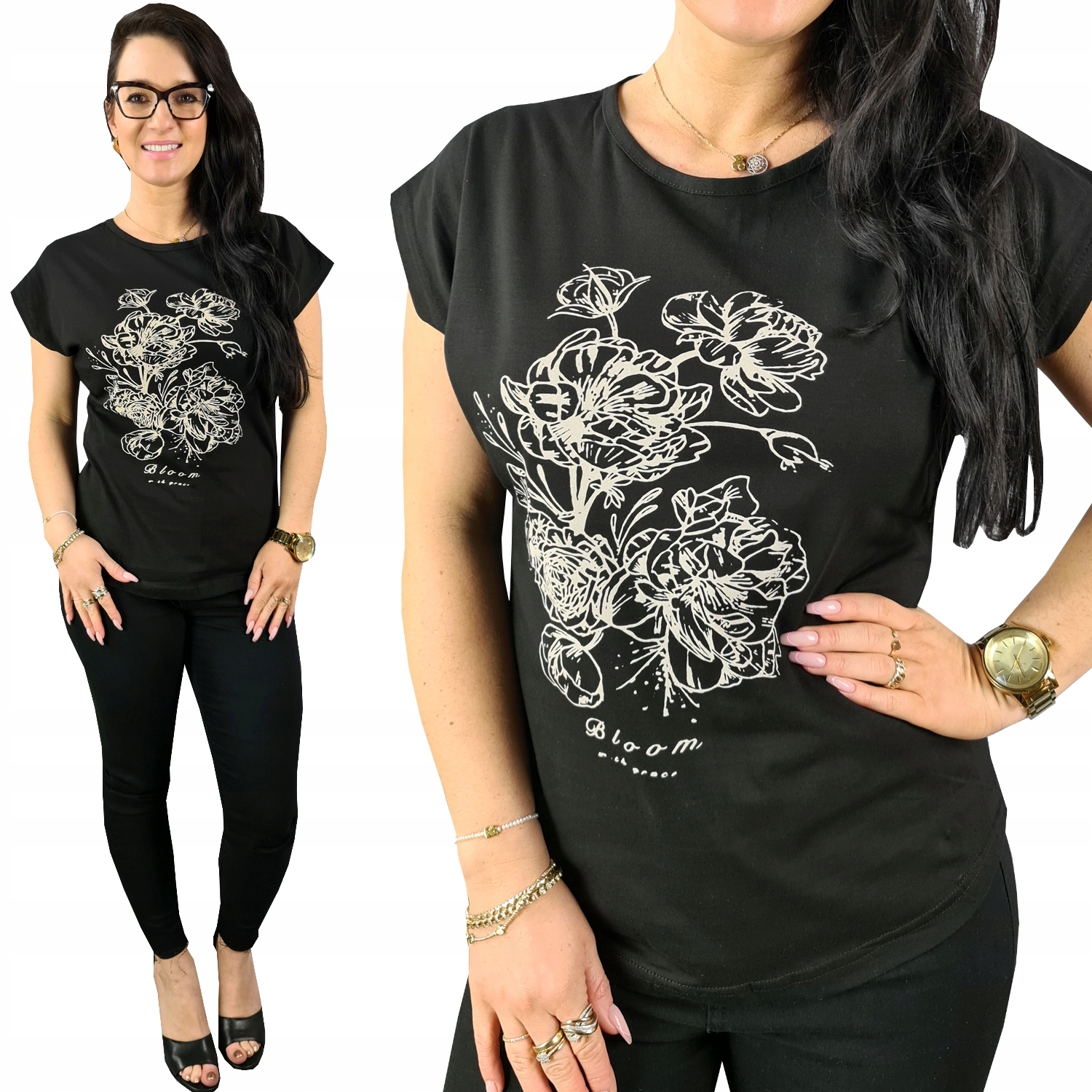 

Bluzka koszulka Kobiecy Tshirt top Modne Wzory, L