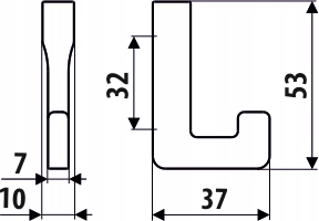Wieszak meblowy ścienny haczyk pojedynczy miedź Głębokość 37 mm
