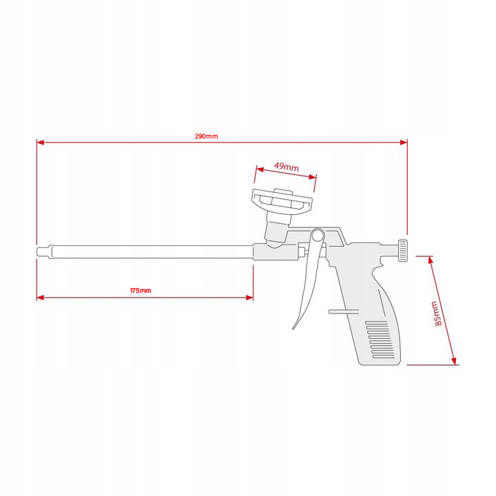 PISTOLET DO PIANKI MONTAŻOWEJ PIANY PISTOLETOWEJ METAL KOŃCÓWKA MOSIĘŻNA Stan opakowania oryginalne