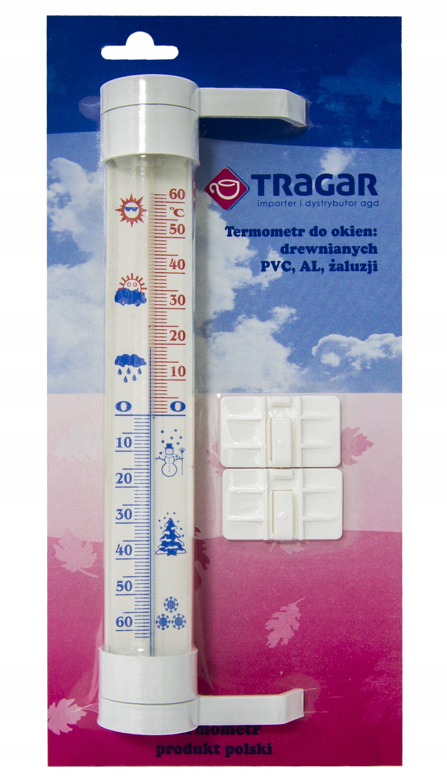 TERMOMETR ZEWNĘTRZNY ZA OKNO SAMOPRZYLEPNY