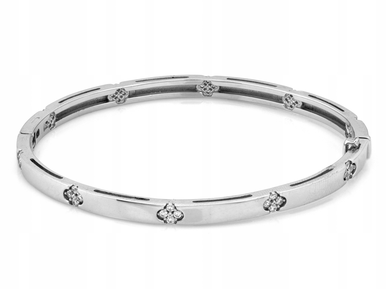 Stříbrný dámský náramek 925 Bangle s zirkony, efektní, elegantní, velikost 18