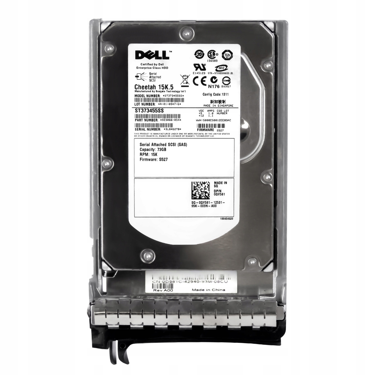 Dell 73GB 0GY581 15K 16MB Sas 3,5'' ST373455SS