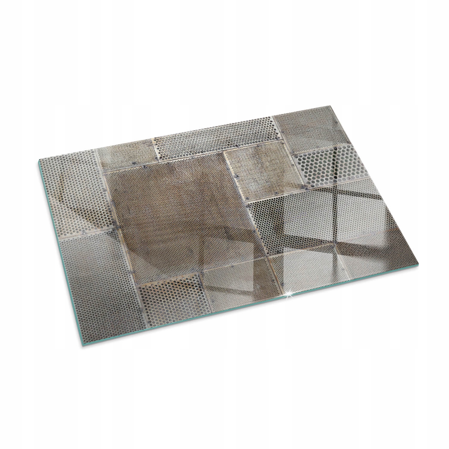 Ochranná sklenená podložka pod krb 100 x 70 cm Vzor perforovaného plechu