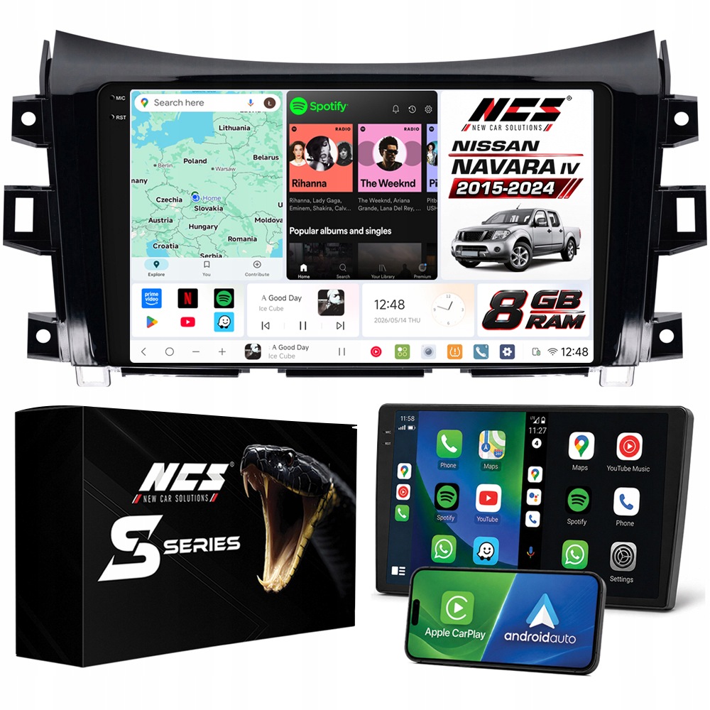 Rádio Navigace Ncs DS9 Nissan Navara IV 2015-2024 Android 8GB Lte 9″