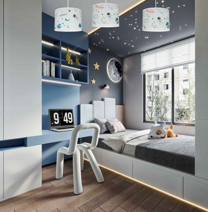 Lampa ścienna kinkiet ścienny do pokoju dziecięcego SPACE biały abażur loft Kod producenta Kinkiet lampa ścienna ABAŻUR PINK Px2