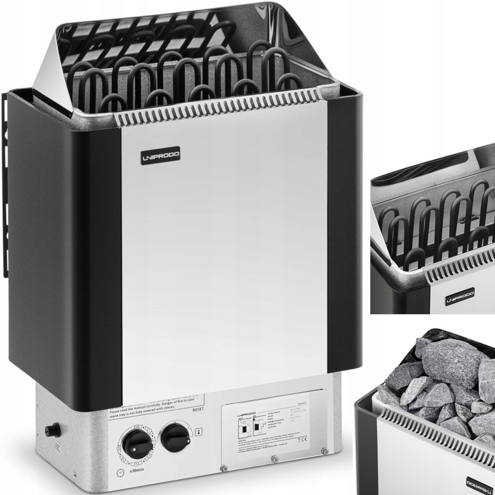 Kamna 9-13 m3 110C 400 V 9 kW stříbrno-černá