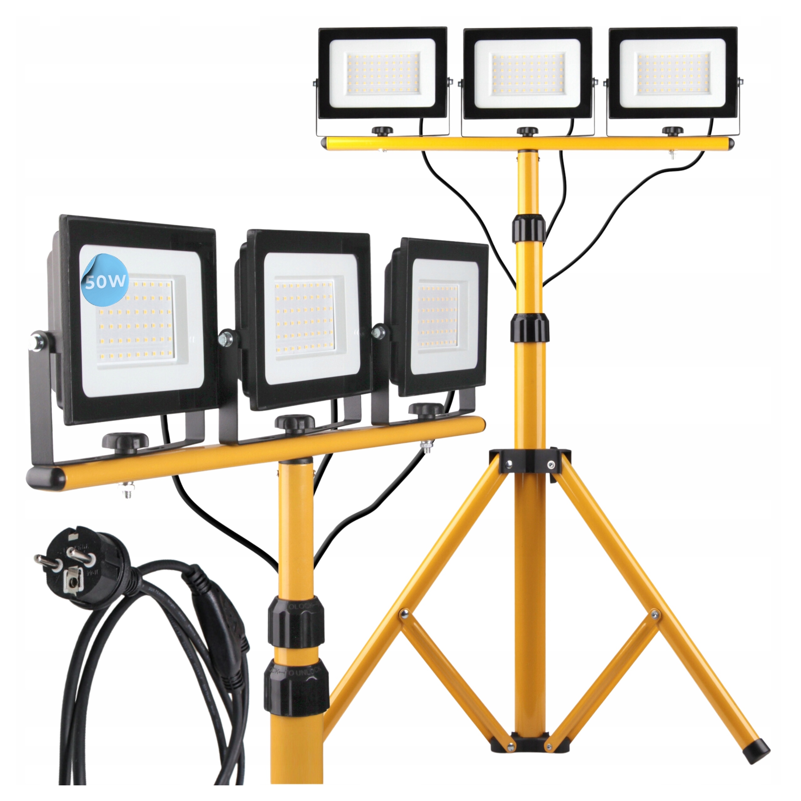 Sada 3x halogenový Led reflektor 50W IP65 neutrální stavební stativ
